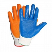 Перчатки нейлоновые с нитриловым покрытием "ЛЮКС" (Китай) синий, оранжевый, серый